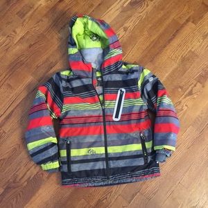 686 Kids Striped Jacket - Red, Gray, Yellow